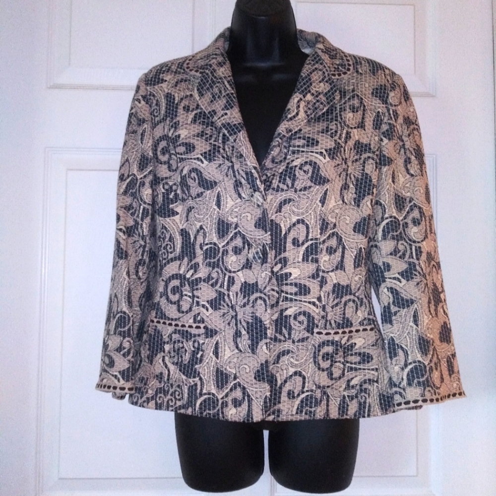 Antonio Melani Navy & Tan Jacket Size 12 Worn Once Dry Cleaned